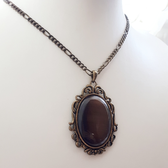 Vintage victorian revival brown moonglow pendant - Picture 4 of 11
